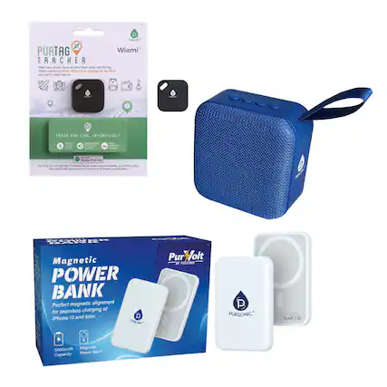 **PurTag Tracker**
- Track your items and find them easily with PurTag.
- Keep track of your keys, wallet, and other items you want to keep tabs on.
**Features:**
- Track and find, effortlessly
- Compatible with Apple Find My
- Bluetooth 5.0
- Long battery life
- Water-resistant
**Instructions:**
- Add PurTag links to the items you want to track.
- Download the PurTag app from the App Store or Google Play.
- Now you can find your items anytime, anywhere.
**Magnetic Power Bank**
- Perfect magnetic alignment for seamless charging of iPhone 13 and later.
- 5000mAh Capacity
- Magnetic Power Bank
**PurVolt**
- BY PURSONIC
**CE RoHS**
