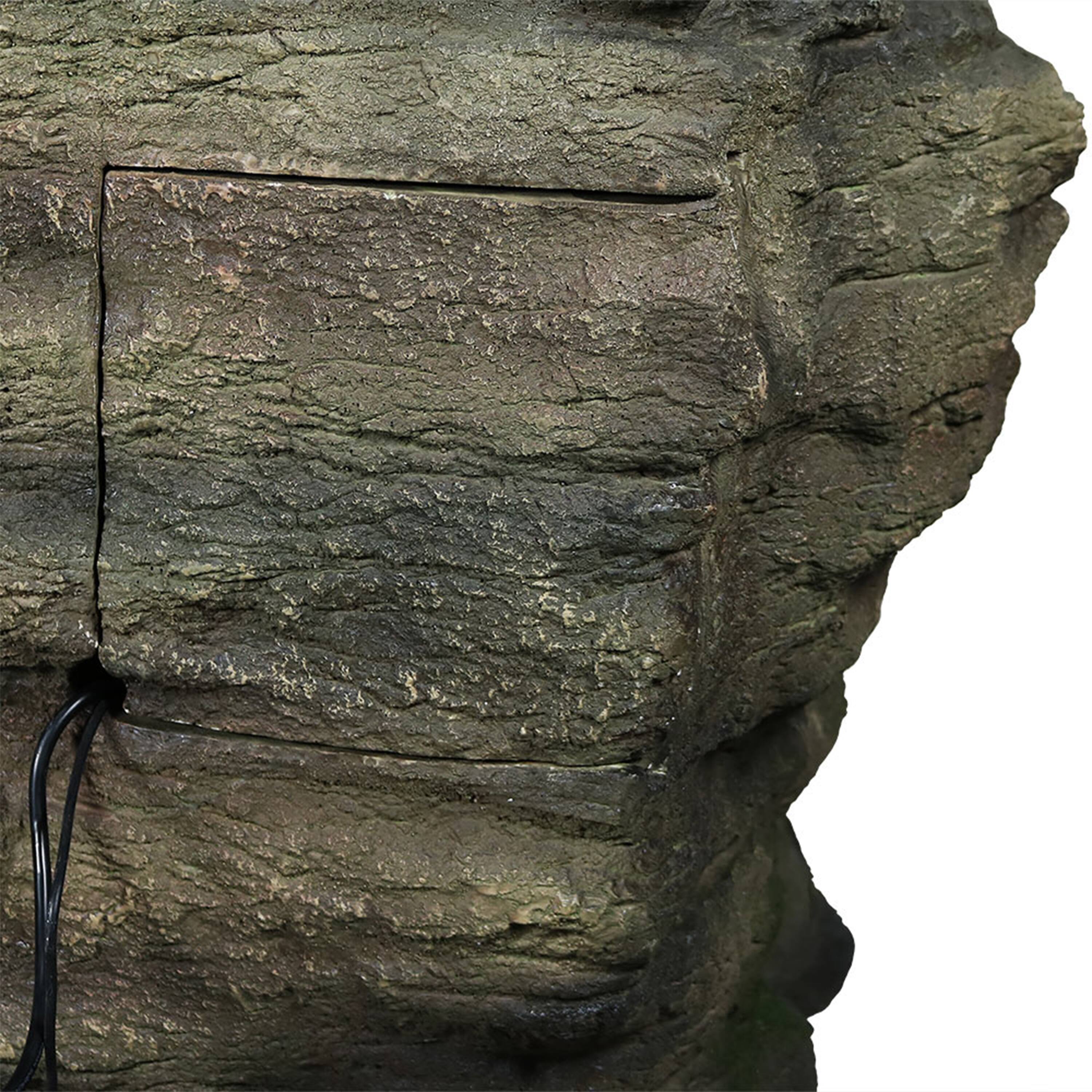 Alt View 7. Sunnydaze - Large Flat Rock Summit Waterfall Fountain with LED Lights - 61 in - Brown.