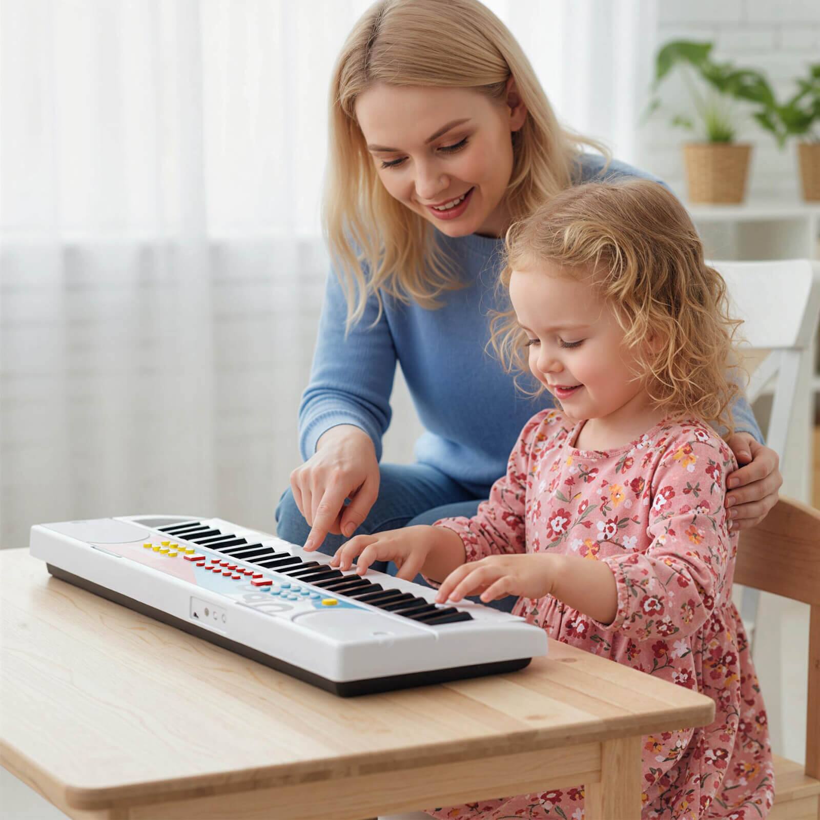 Alt View 3. Costway - Costway 49 Keys Portable Electric Keyboard Piano with 8 Rhythms, 8 Tones & 10 Demos - White.