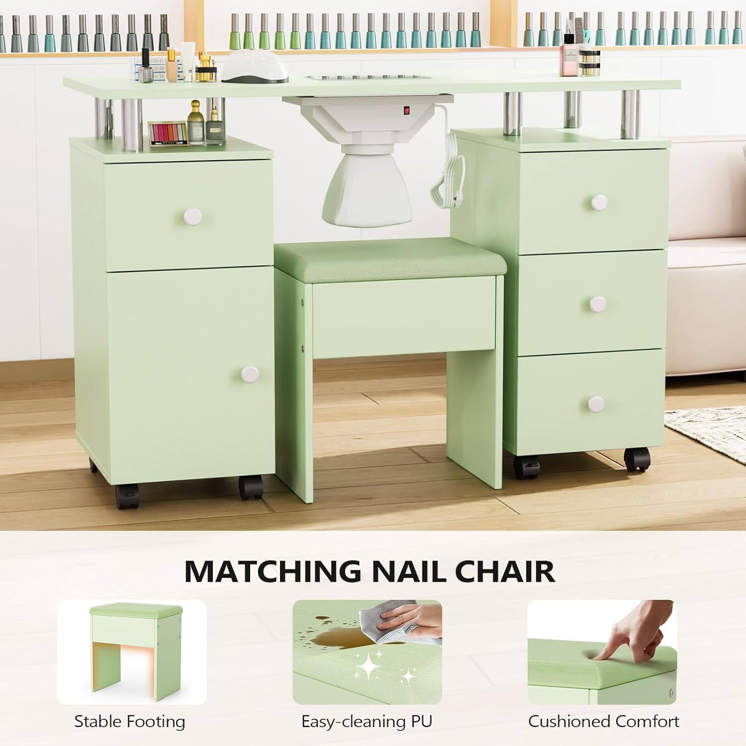 MATCHING NAIL CHAIR

- Stable Footing
- Easy-cleaning PU
- Cushioned Comfort