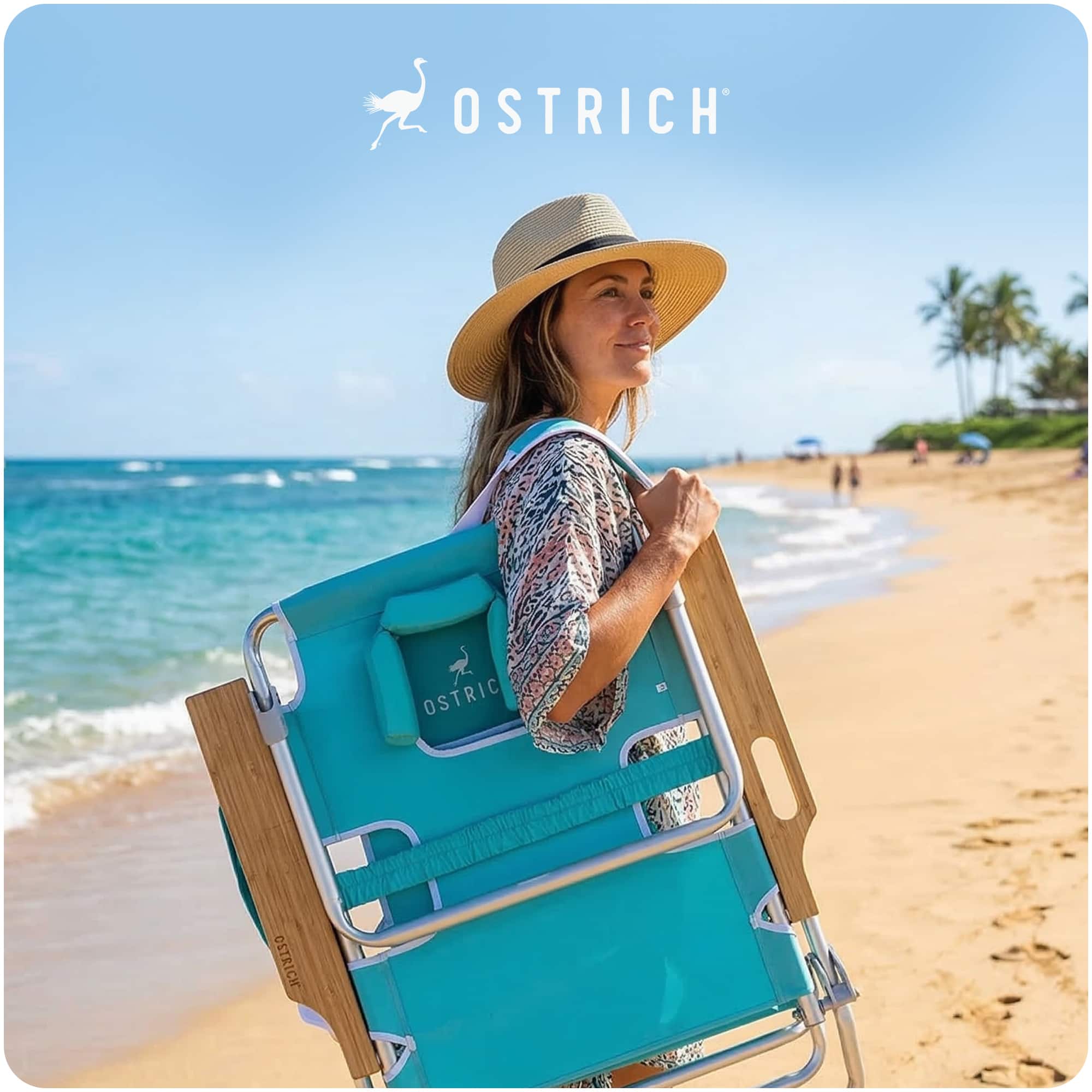 Ostrich The Deluxe 3N1 Lightweight Outdoor Beach Lounge Chair w