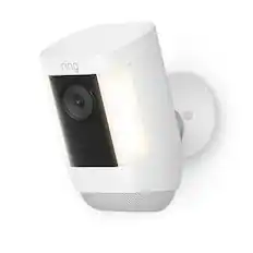 Front. Ring - Spotlight Cam Pro, Battery with 2K Video and Ring Vision, LED Lights, Dual-Band Wifi, and 3D Motion Detection - White.