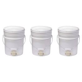 Little Giant - BKT5 Plastic Honey Bucket w/ Gate for Beekeeping, 5 Gallon (3 Pack) - White