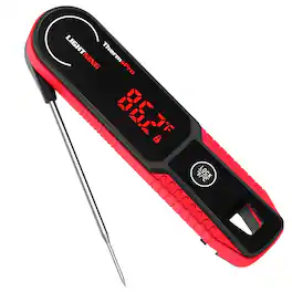 ThermoPro - Lightning 1s Read Time, Professional-Grade, Instant Read Meat Thermometer, with Auto-Rotating Display - Red