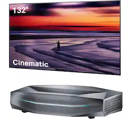 AWOL Vision - AWOL Aetherion Max 4K 3D ultra short throw projector & 132" Cinematic Screen Bundle - Dark Gunmetal