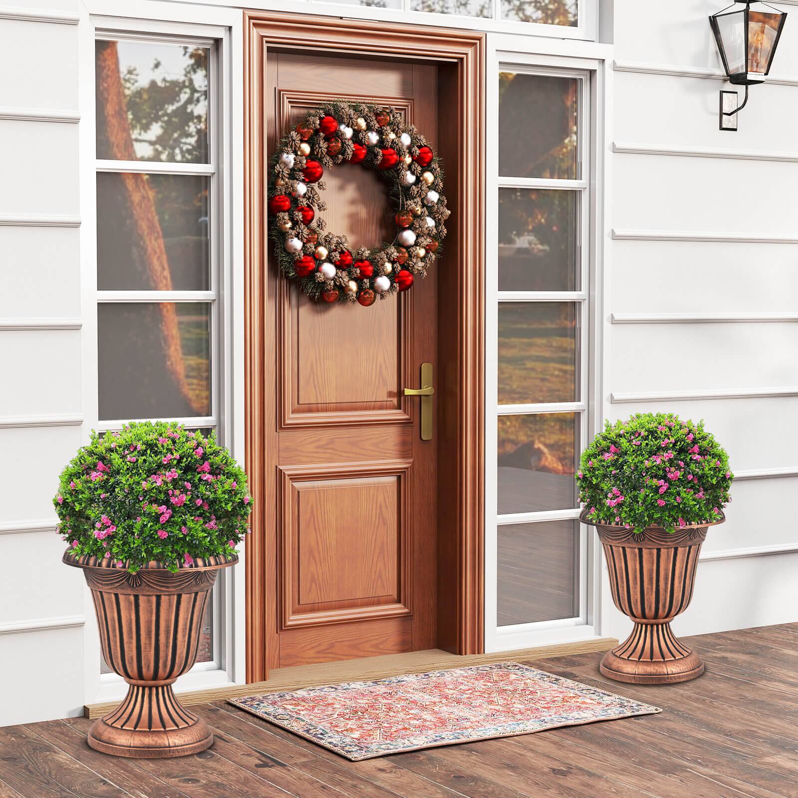 Alt View 3. Costway - Costway 18 inch Tall Vintage Planters Set of 4 with Pedestal Base & Pre-marked Drain Hole.