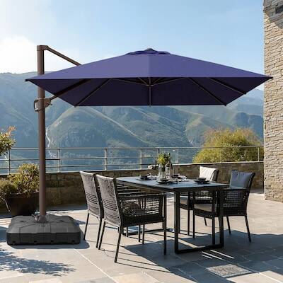 Alt View 6. Crestlive Products - Crestlive Products 13ft Aluminum Navy Slide-tilt Cantilever Patio Umbrella Base - Navy blue.