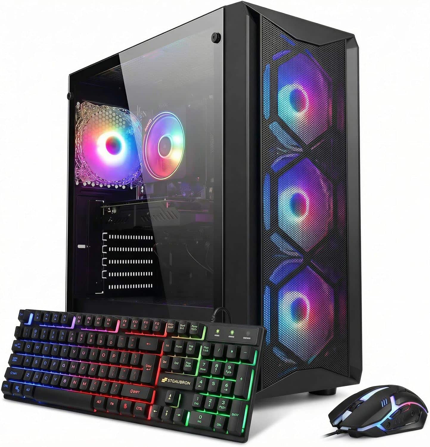 STGAubron - Gaming Desktop PC, Intel Core i7 8th Gen up to 4.1G, GeForce RTX 3050 6G, 16G DDR4, 512G SSD, WiFi 6, Win11H - Black