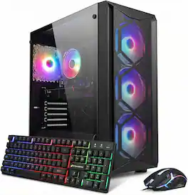 STGAubron - Gaming Desktop PC, Intel Core i7 8th Gen up to 4.1G, GeForce RTX 3050 6G, 16G DDR4, 512G SSD, WiFi 6, Win11H - Black