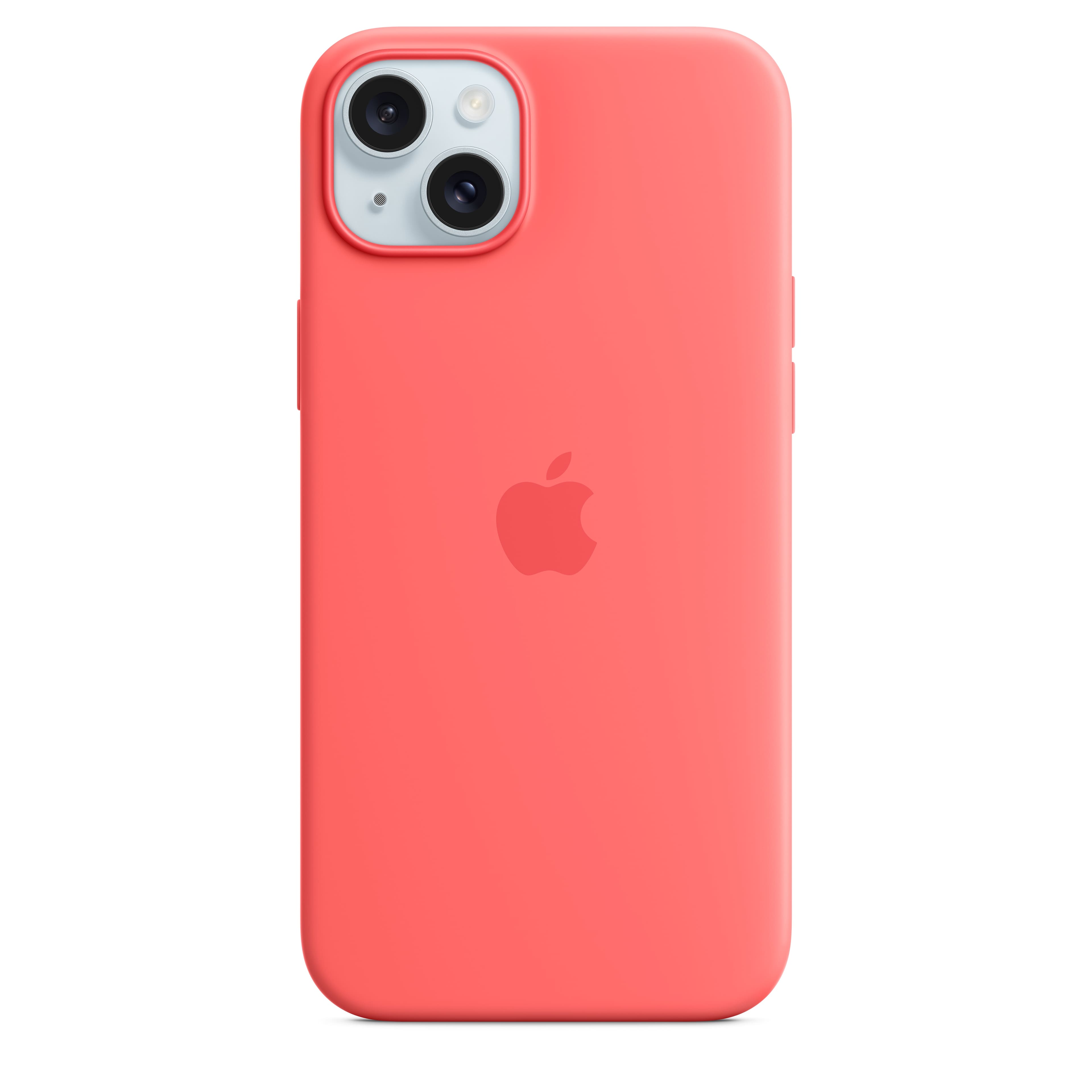 Front. Apple - iPhone 15 Plus Silicone Case with MagSafe - Guava.