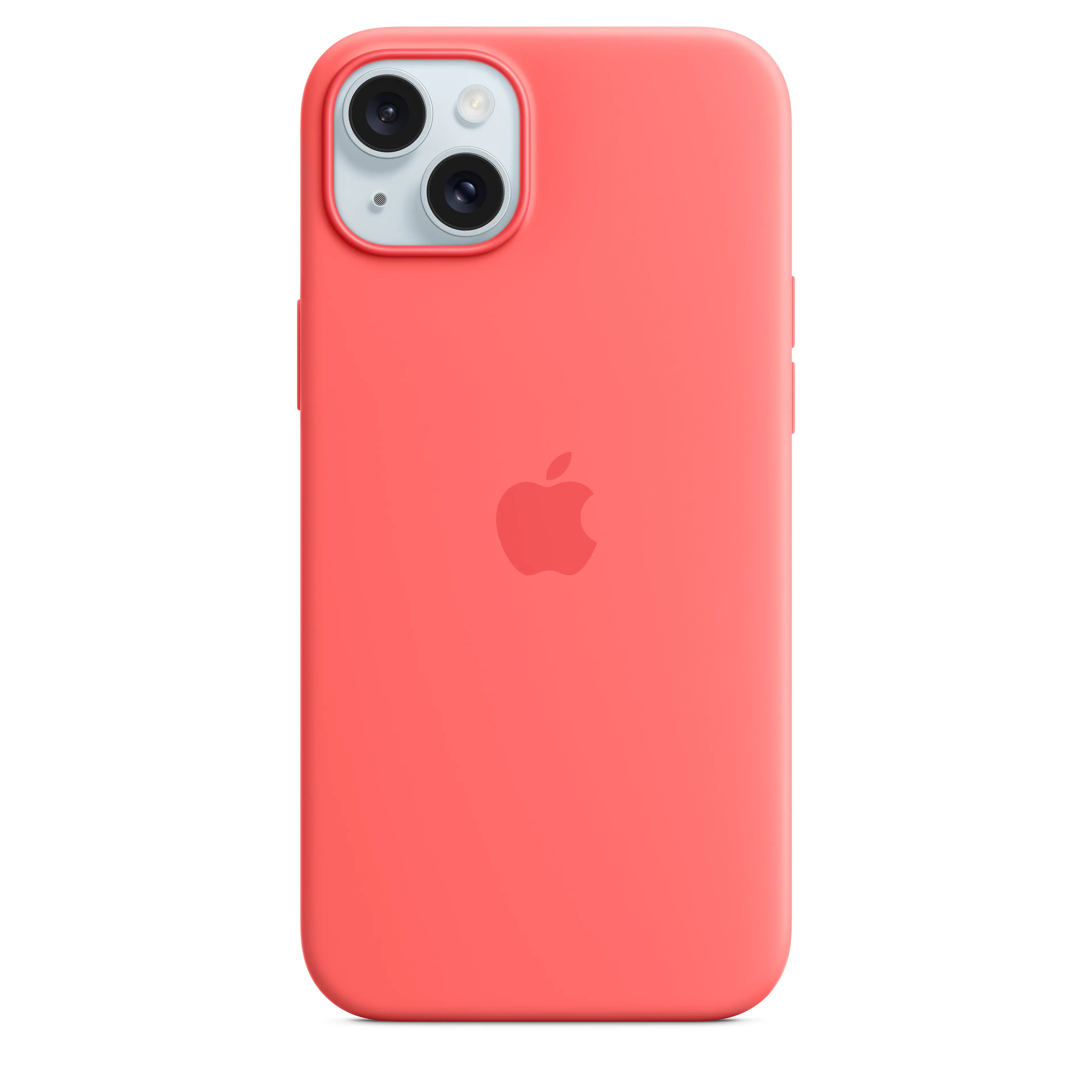 Front. Apple - iPhone 15 Plus Silicone Case with MagSafe - Guava.