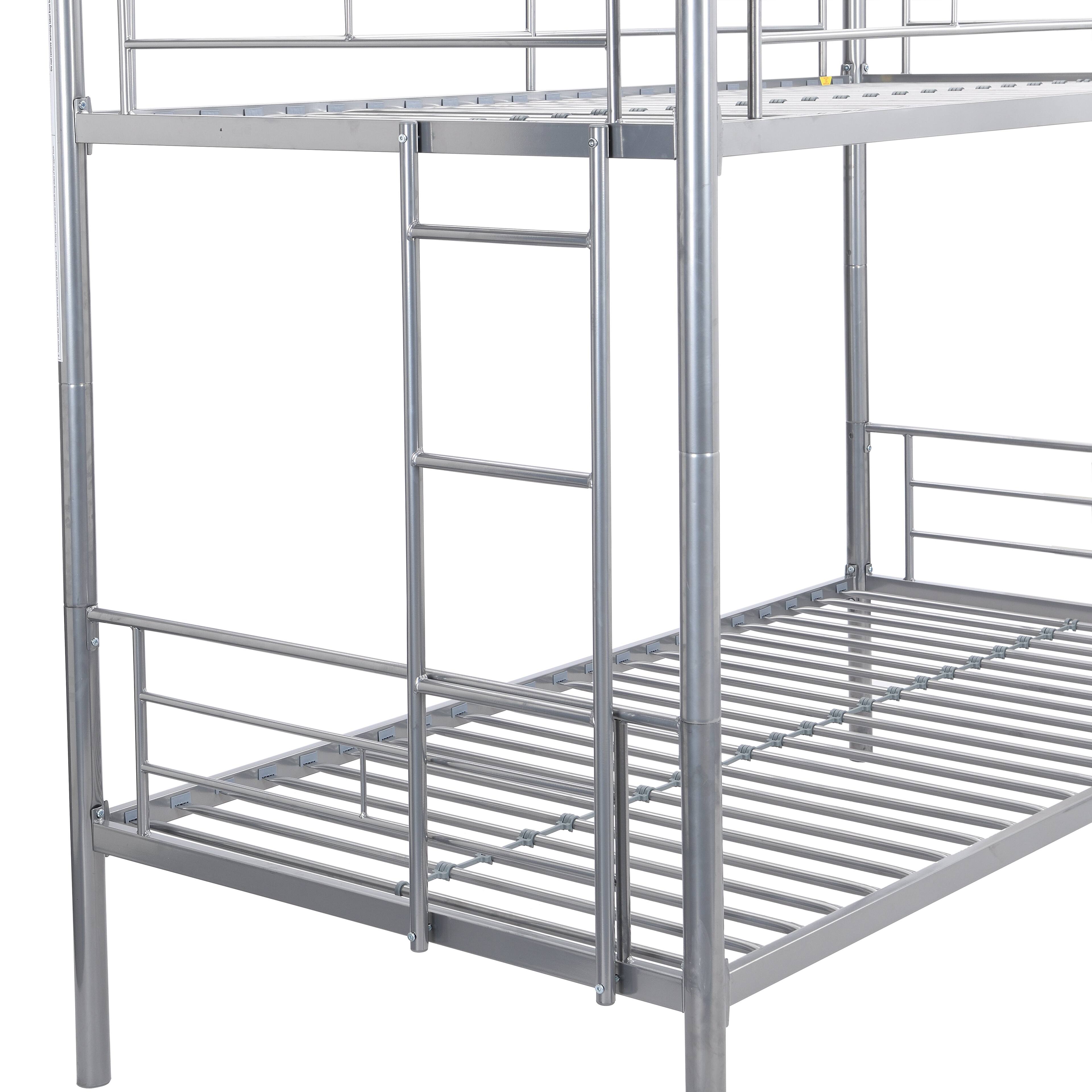 Alt View 9. Boyel Living - Metal Bunk Bed with Trundle Silver Twin Over Twin Strong Steel Frame Easy Assembly No Box Spring Needed - Silver.