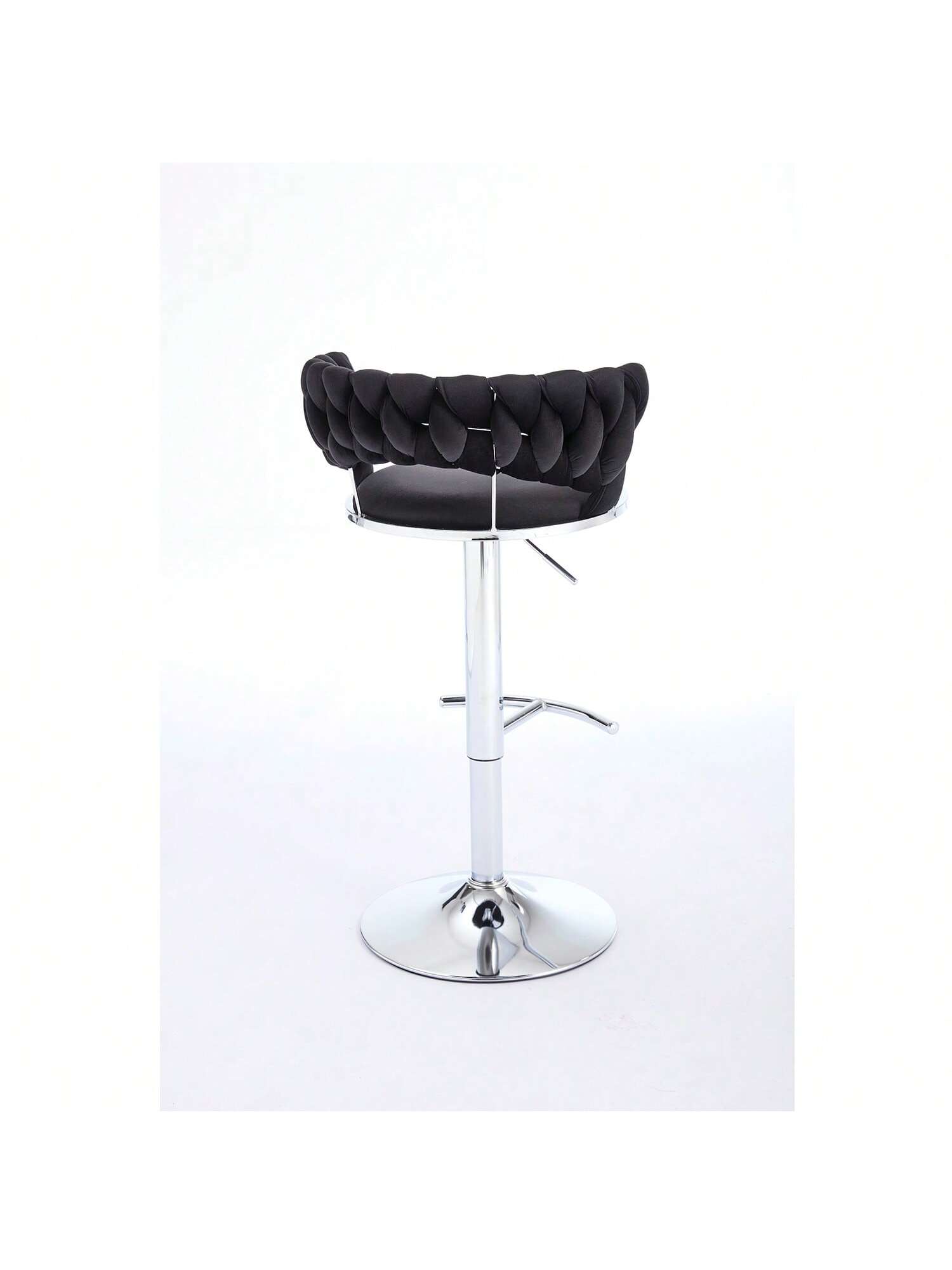 Alt View 7. Trinkets Crazed - Velvet Bar Stools Set Of 2, Modern Swivel Barstools With Woven Backrest, Adjustable Counter Stools - Black.