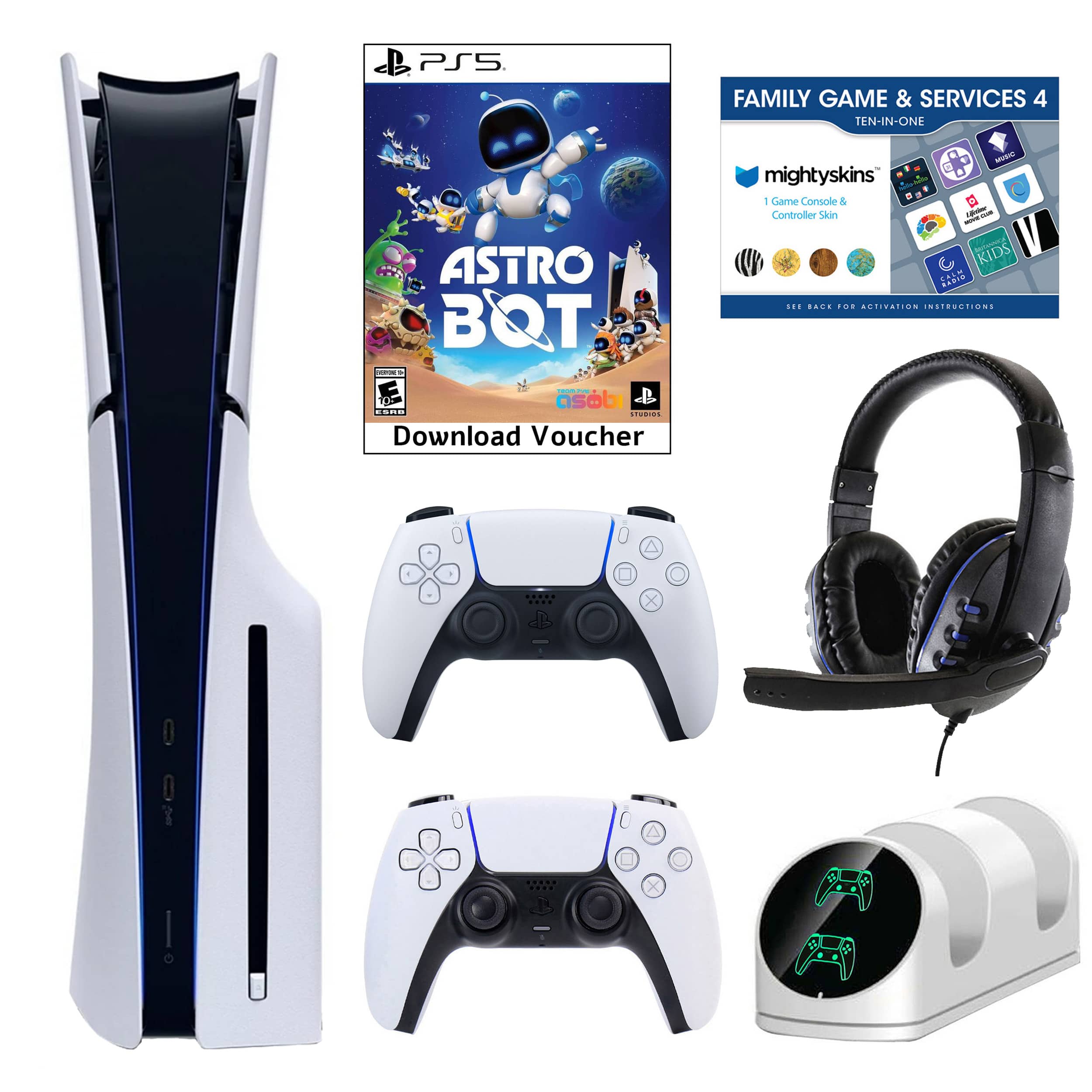PS5 Family Game & Services 4: Astro Bot - Ten-in-One Game & Controller Skin - Kids - MightySkins B.I. Game Combo & Controller Skin - Instructions - 1 x Astro Bot Game & Controller Skin.