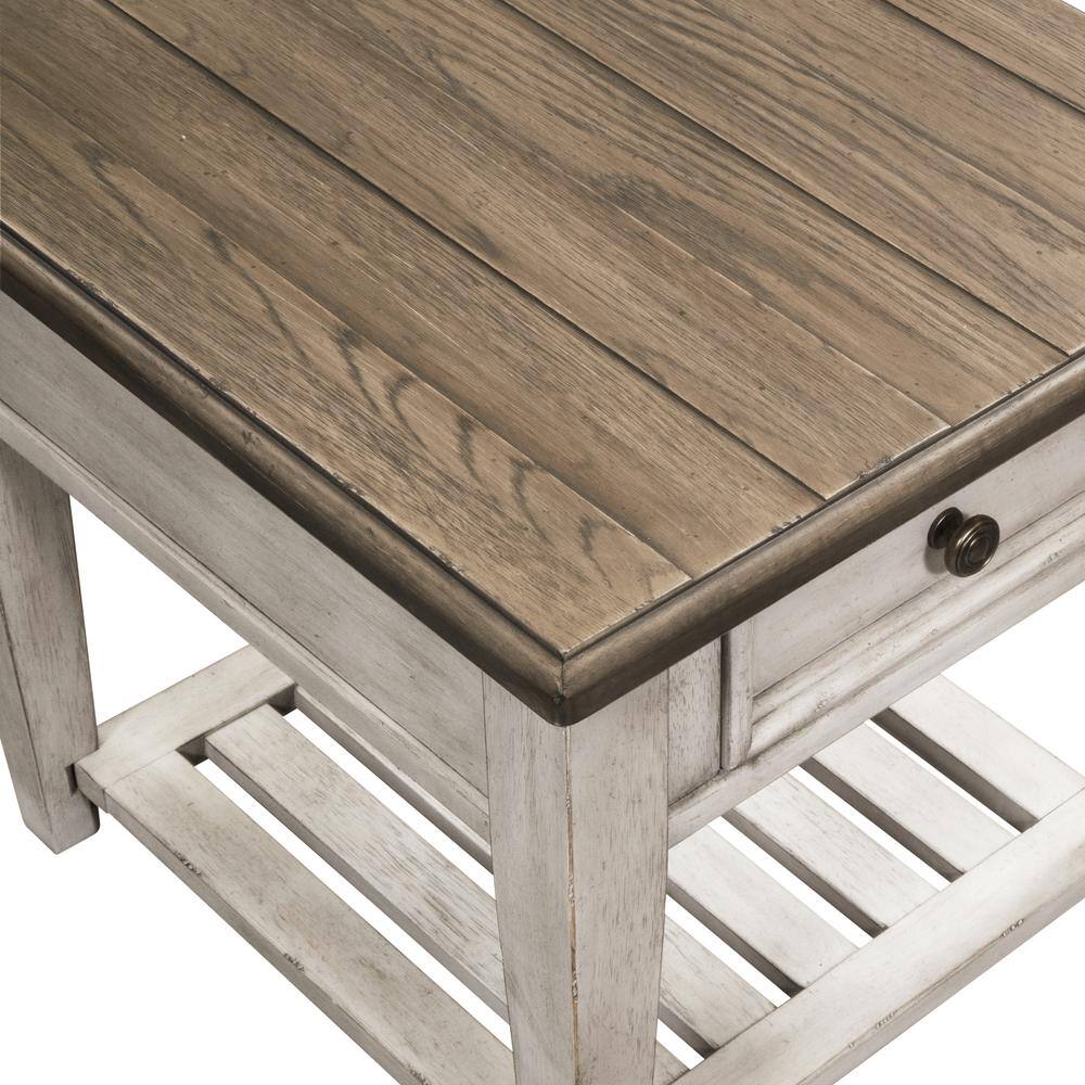 Alt View 2. Liberty Furniture Industries - Heartland Drawer End Table in Antique White w/ Tobacco Top - White.
