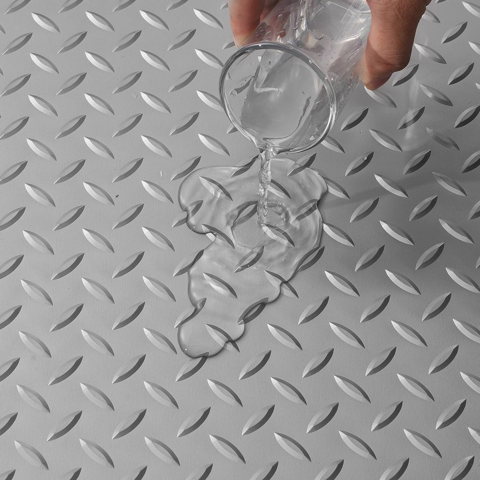 Alt View 5. VEVOR - Garage Floor Mat, 157.48 x 59.05 inch PVC Garage Flooring Roll, Non-slip Diamond Texture, 64.58 sq.ft Covering Space - Silver.