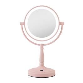 Zadro - Cordless LED Lighted Makeup Mirror with 10X/1X Magnifications for Flawless Beauty - Blush Pink