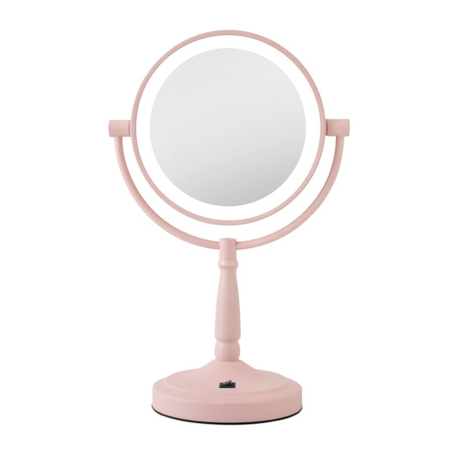 Front. Zadro - Cordless LED Lighted Makeup Mirror with 10X/1X Magnifications for Flawless Beauty - Blush Pink.