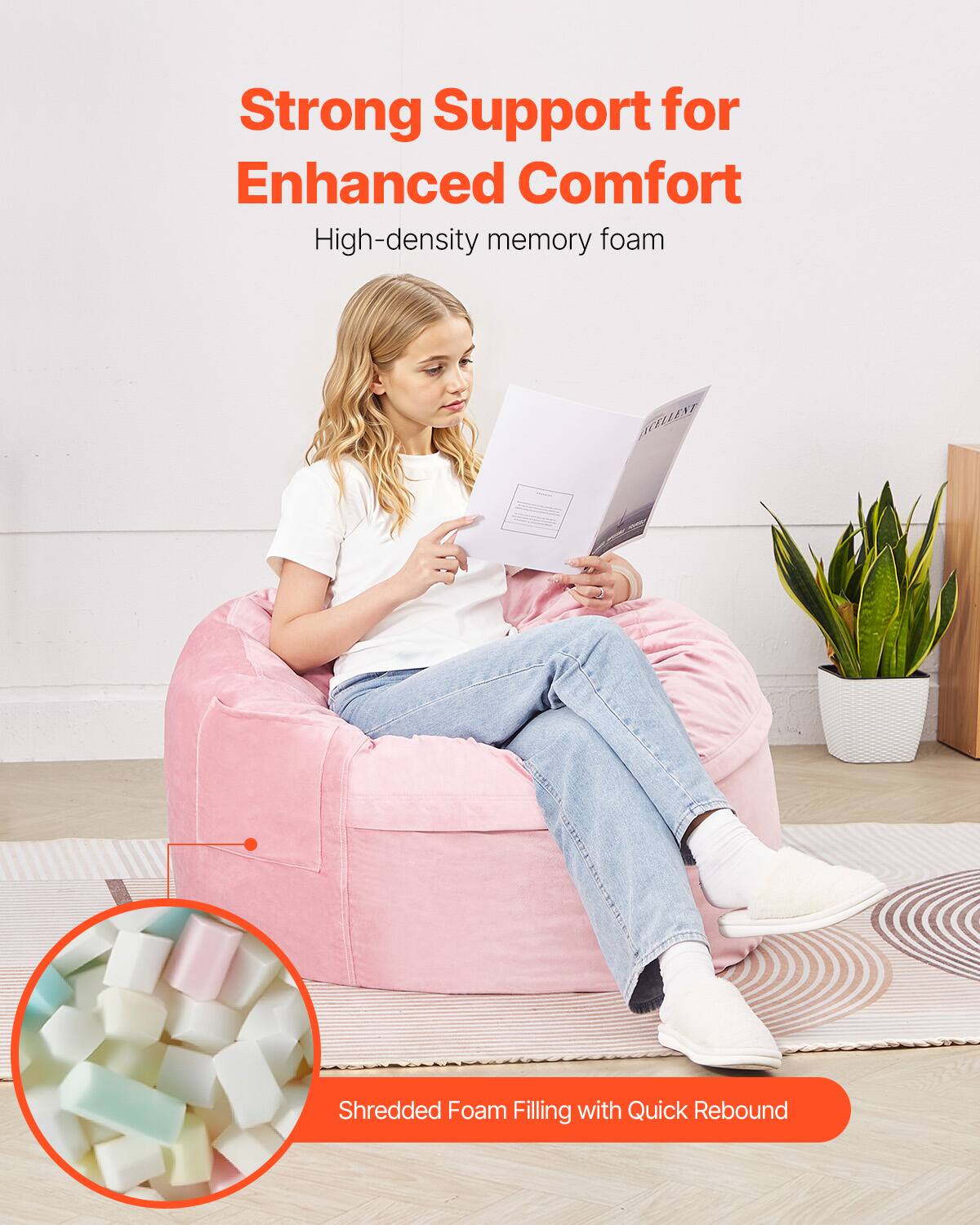 Strong Support for Enhanced Comfort  
High-density memory foam  

Shredded Foam Filling with Quick Rebound