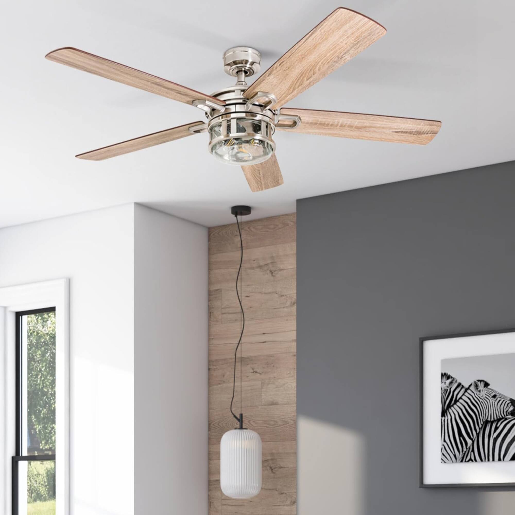 Alt View 6. Honeywell - Honeywell Bonterra 52 Inch Ceiling Fan with LED Light & Remote, Brushed Nickel - Brushed Nickel.