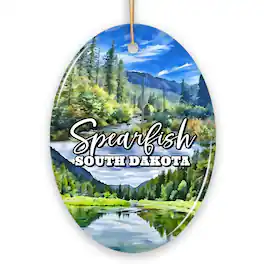 OrnamentallyYou - Charming Spearfish South Dakota Ornament, Black Hills Mountain Town Christmas Gift (Oval) - Multi-colored