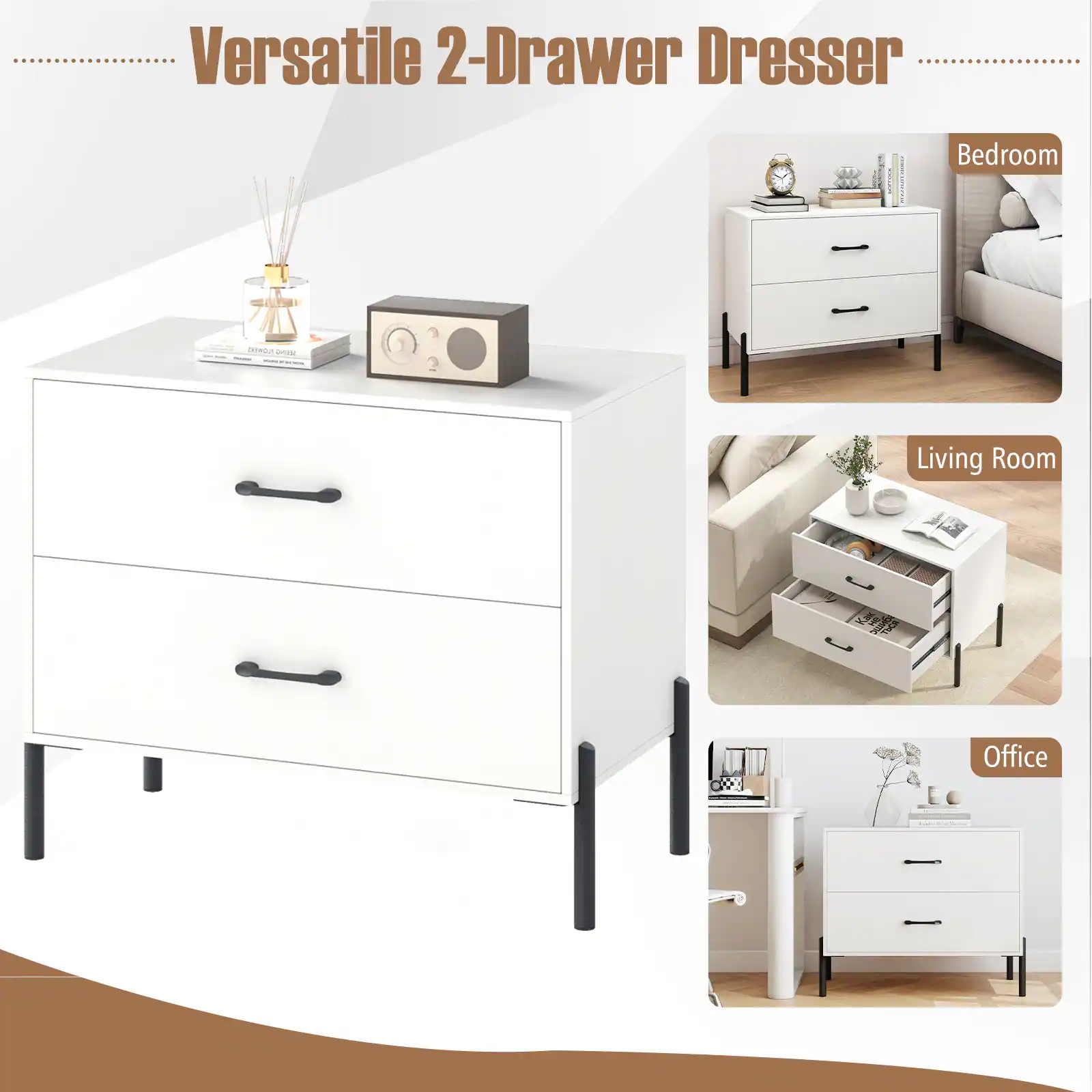 Versatile 2-Drawer Dresser

Bedroom

Living Room

Office