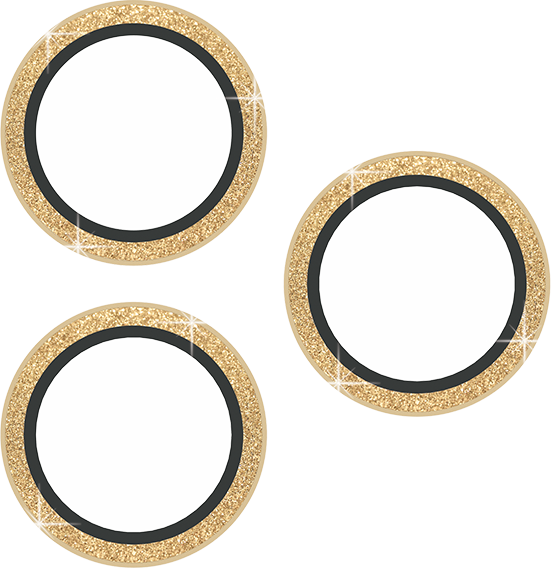 Front. DuraGlass - DuraGlass Gold Glitter Glass Camera Protector - iPhone 16 Pro/16 Pro Max - Gold Glitter.