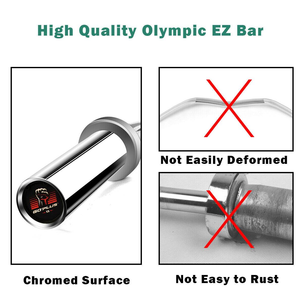 High Quality Olympic EZ Bar GOPLUS EZ Chromed Surface X Not Easily Deformed X Not Easy to Rust