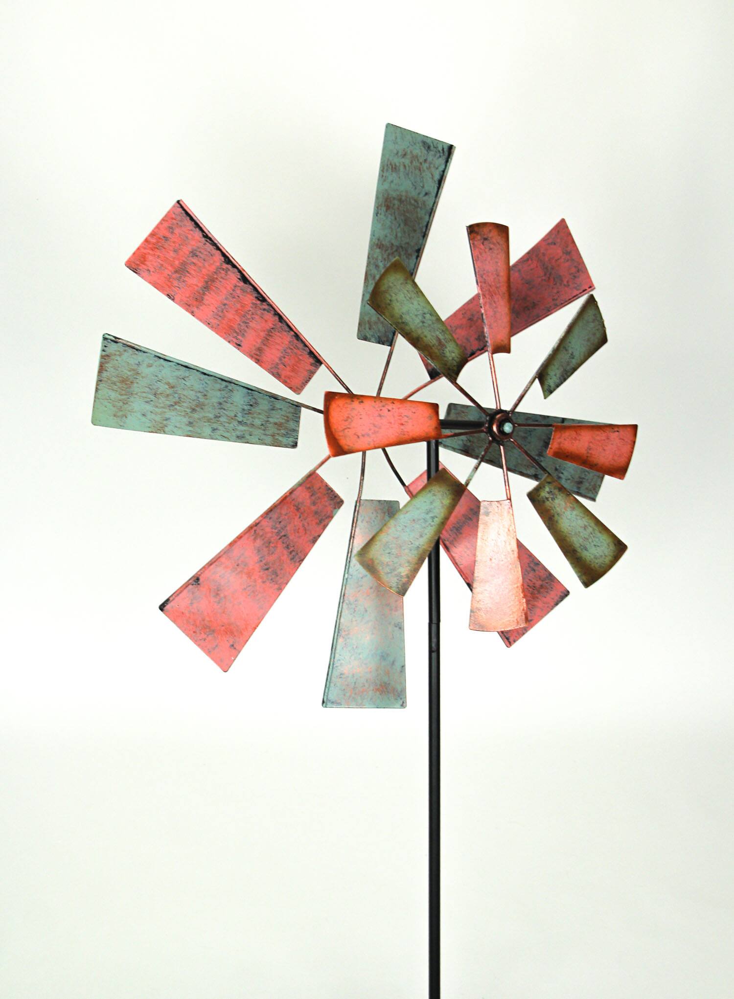 Alt View 2. Transpac - 61 Inch Metal Garden Stake Kinetic Wind Spinner Yard Art Lawn Decor Sculpture - Multicolored.