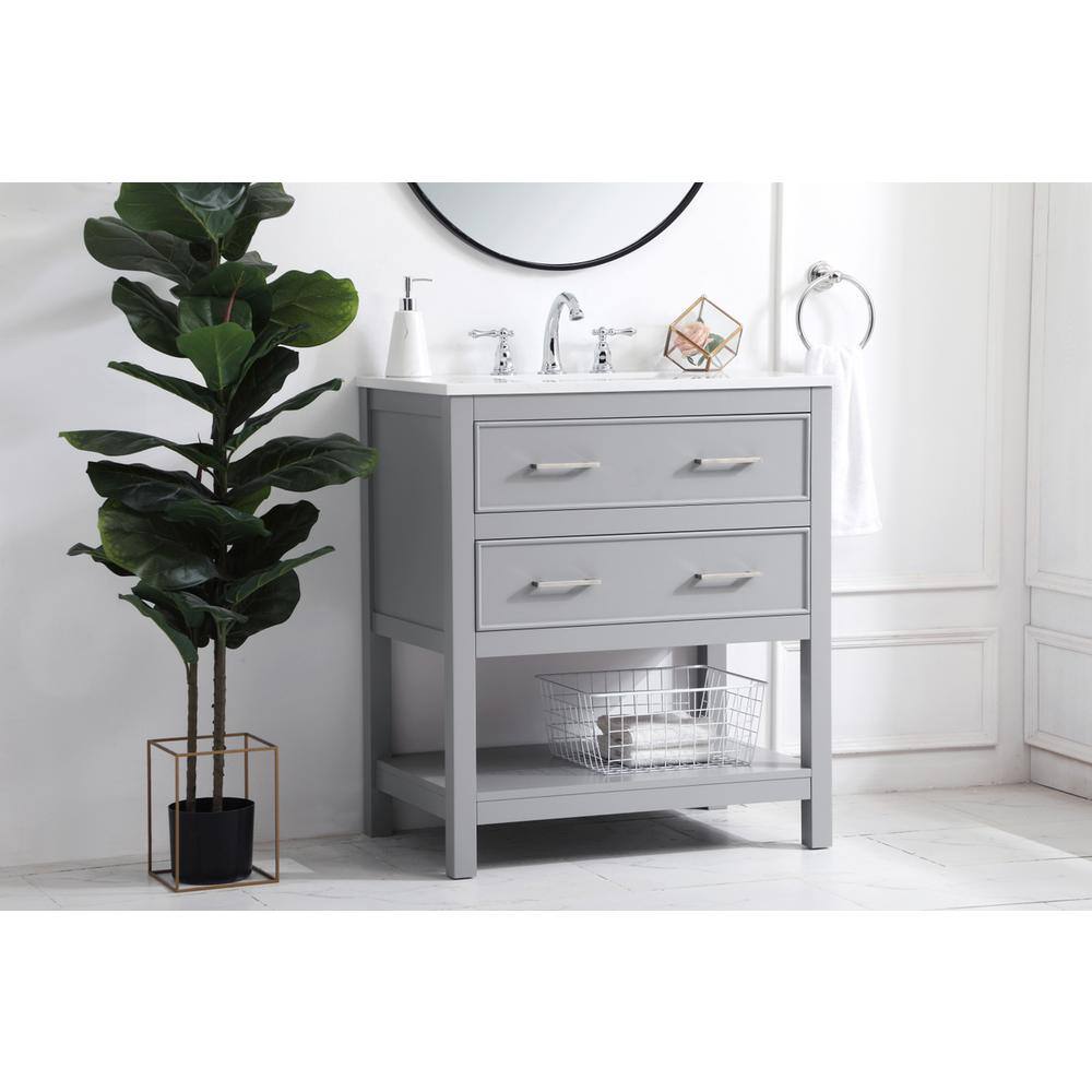 Alt View 9. Elegant Kitchen and Bath - 30 inch Single Bathroom Vanity in Grey - Grey.