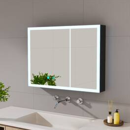 Anysun - LED Bathroom Medicine Cabinet with Single-Color White Light – Anti-Fogging, Easy to Install Cabinet (31.50" x 23.62") - Black