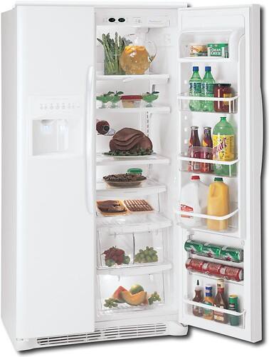 Angle Standard. Frigidaire - 22.6 Cu. Ft. Side-by-Side Refrigerator with Thru-the-Door Ice and Water - Pearl White.