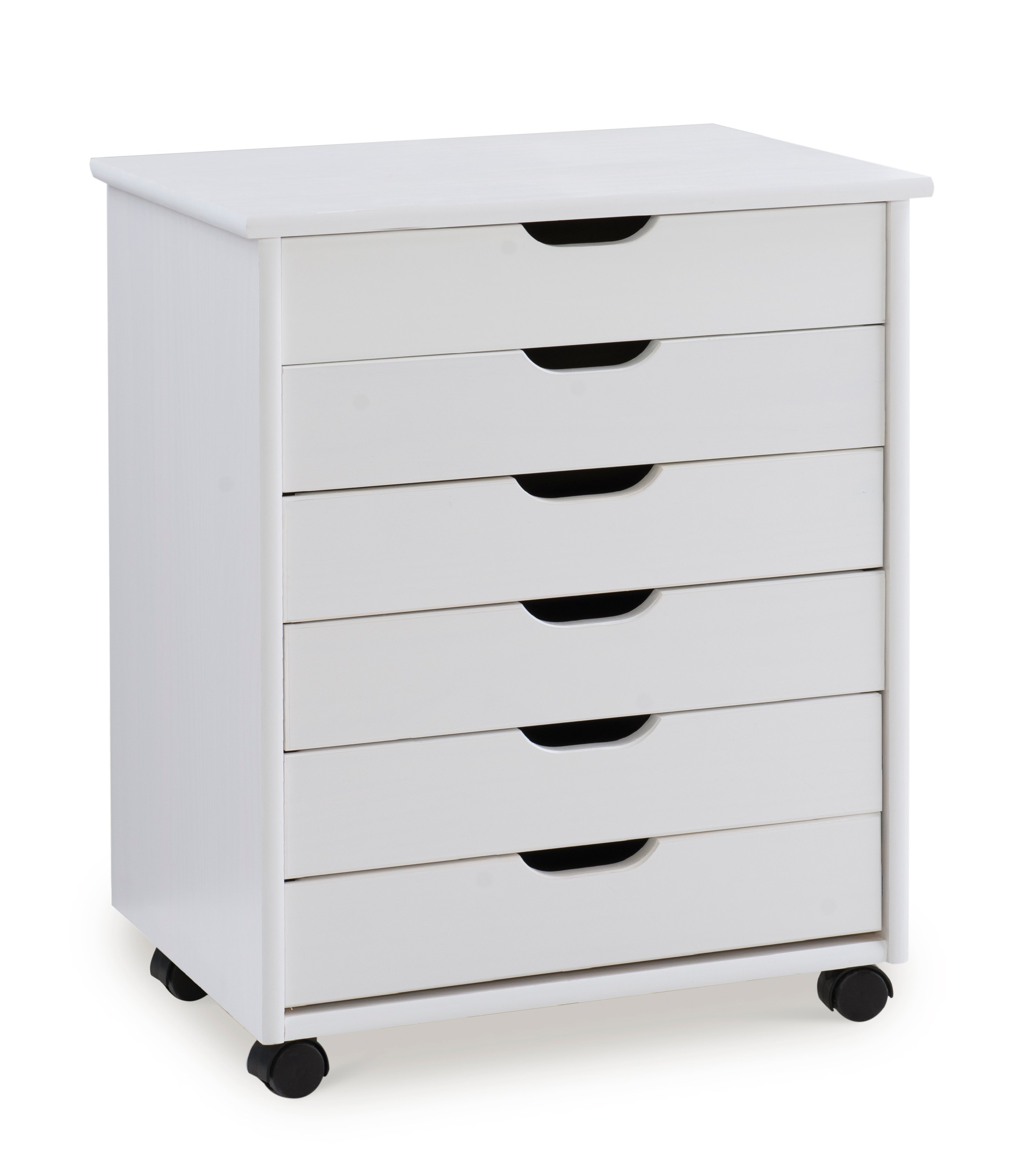 Linon Home Décor – Monte Wide Six-Drawer Rolling Storage Cart – Whitewash Sansujyuku sansujyuku.com