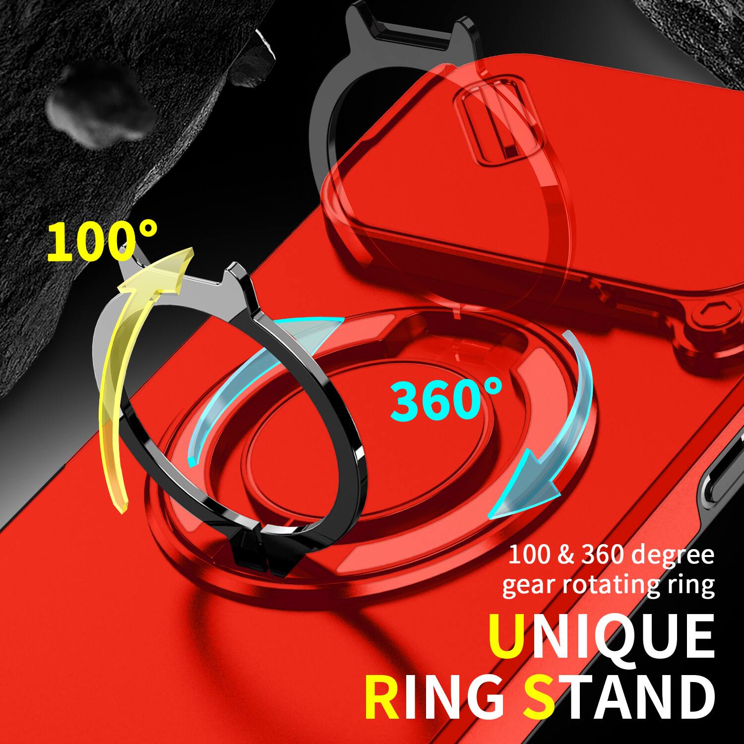 100 & 360 degree gear rotating ring  
UNIQUE RING STAND