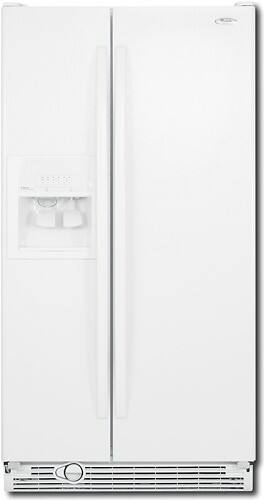Front Standard. Whirlpool - 21.8 Cu. Ft. Frost-Free Side-by-Side Refrigerator - White-on-White.