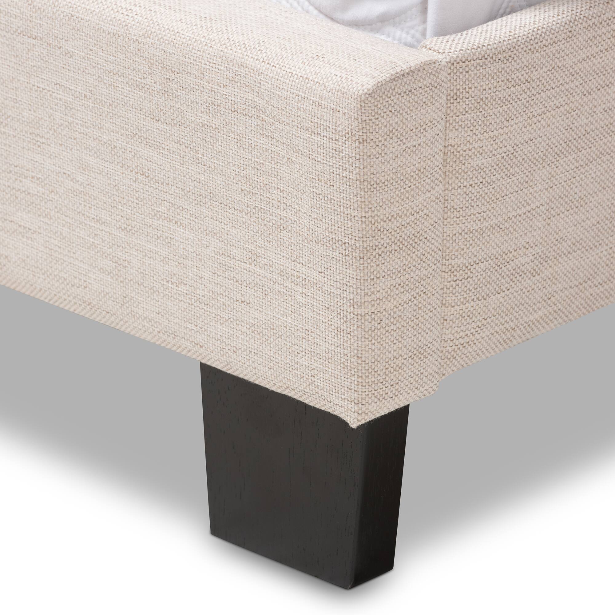 Alt View 1. Baxton Studio - Cassandra Modern and Contemporary Fabric Upholstered Bed - Light Beige.