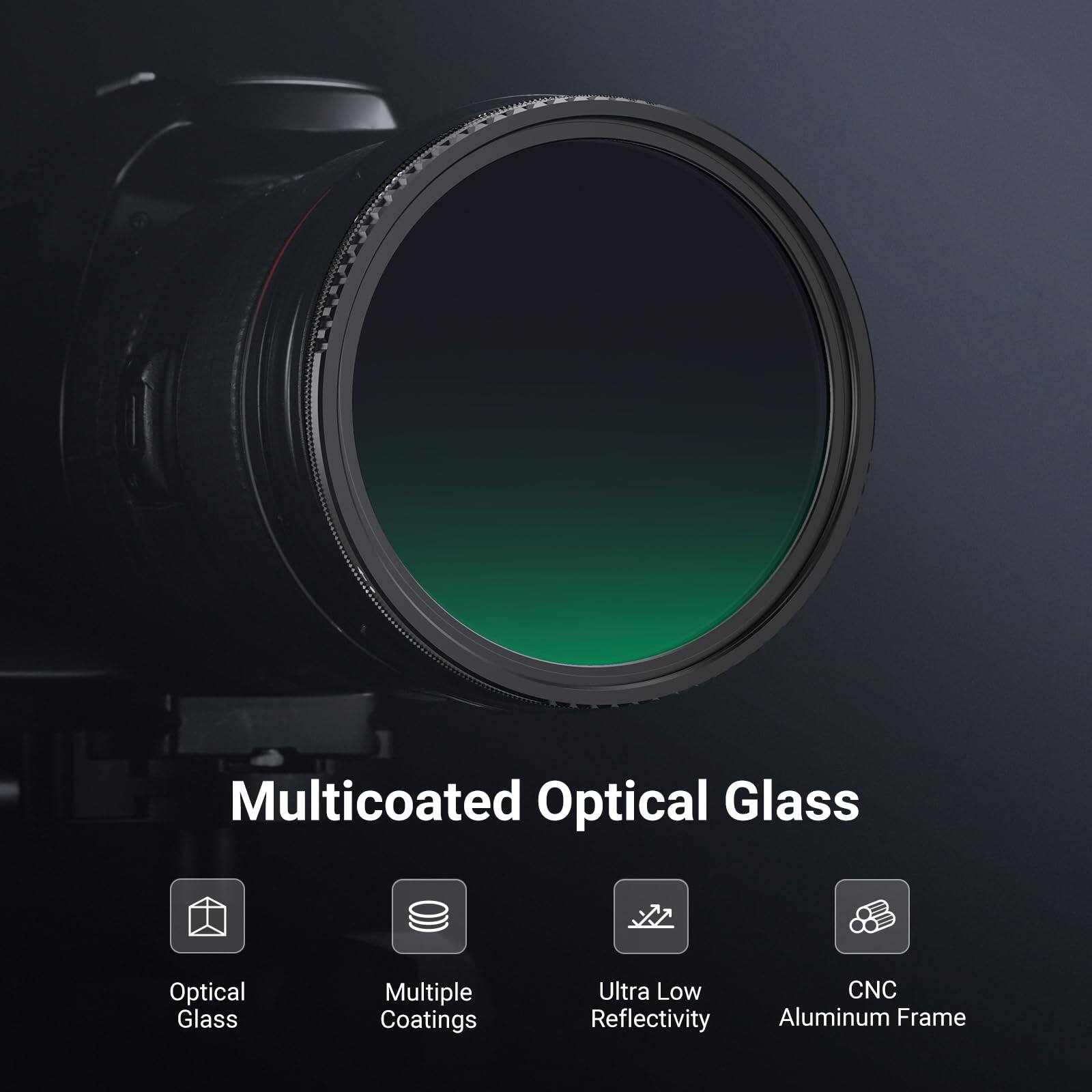 Multicoated Optical Glass  
Optical Glass  
Multiple Coatings  
Ultra Low Reflectivity  
CNC Aluminum Frame