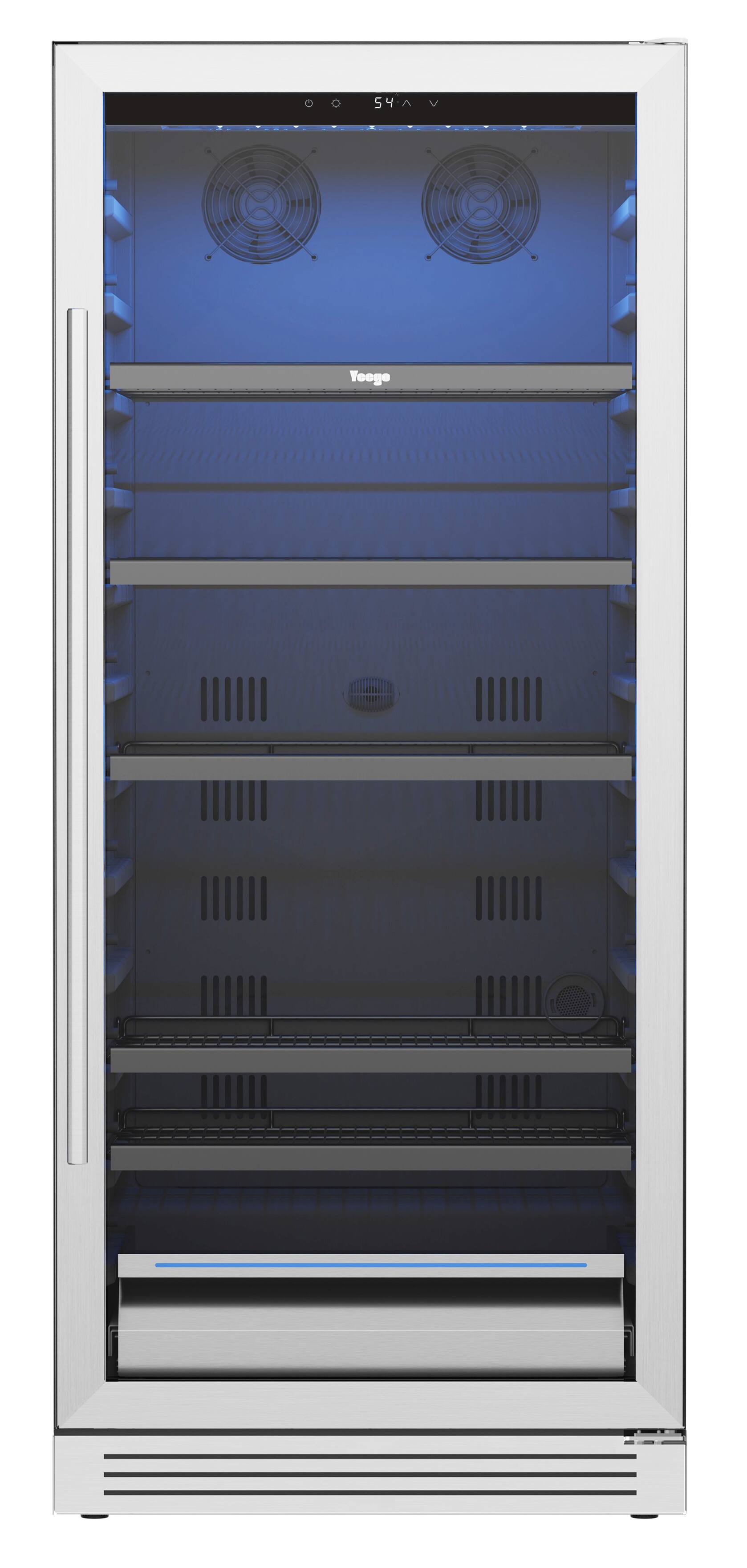 Front. Yeego - 230 Cans Beverage Refrigerator,275L Beverage Cooler with Glass Door for Home Bar - Silver.