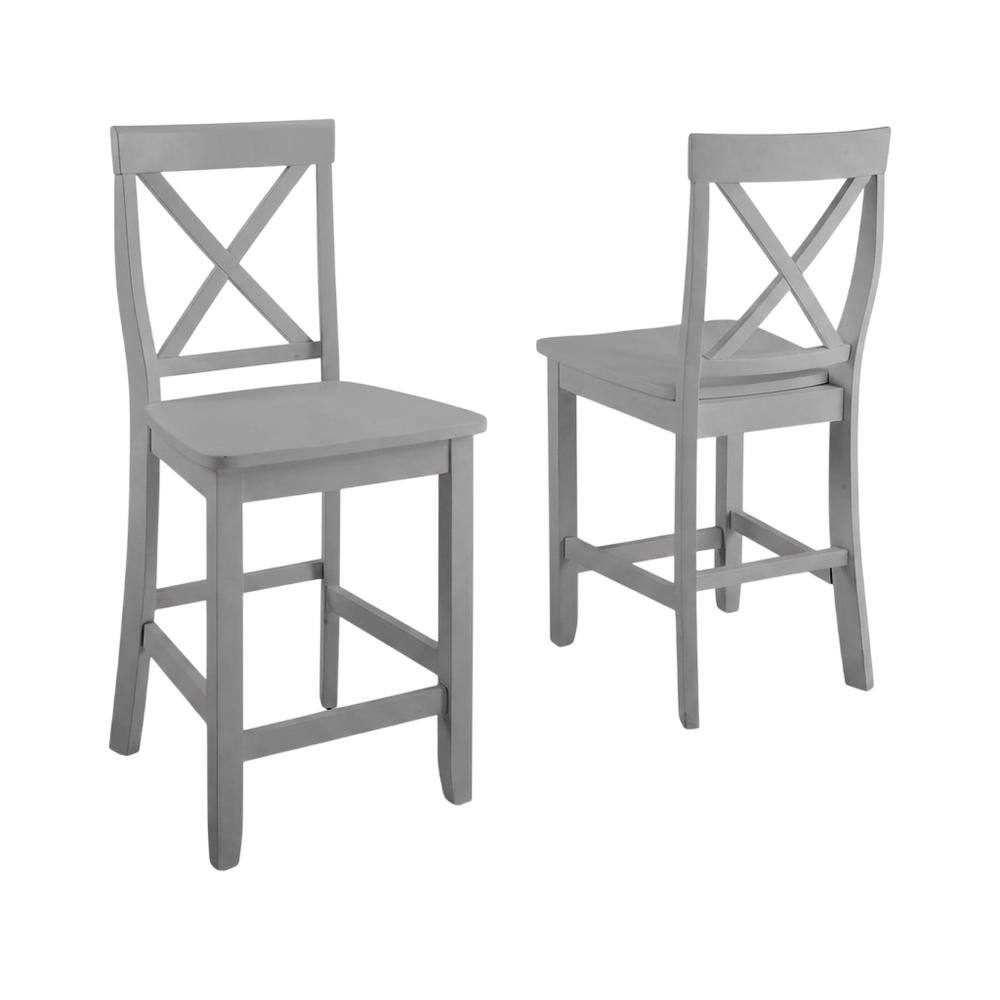 Alt View 1. FurniFact - Counter Height Bar Stool Set with X-Back Design in Stylish Finish - Gray.