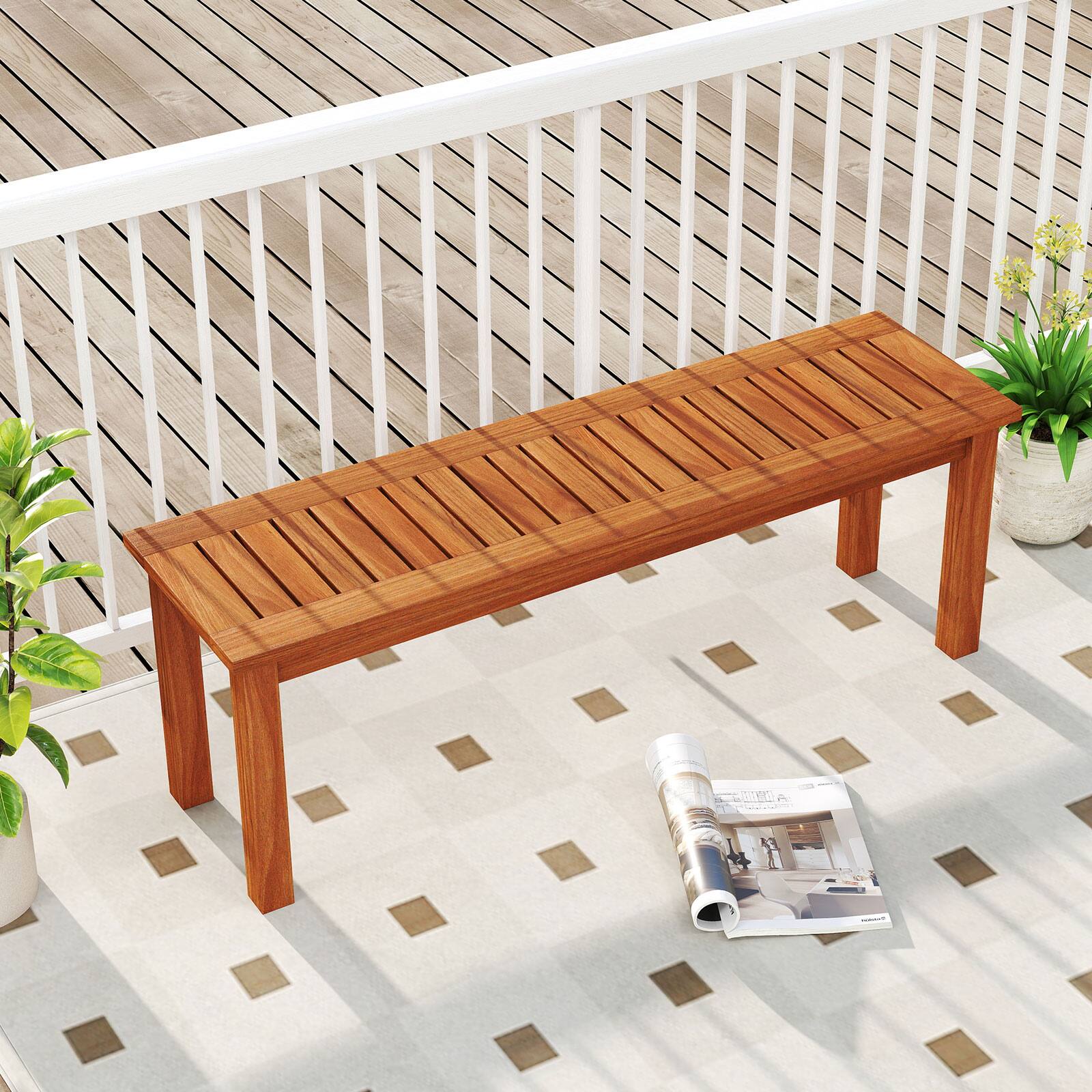 Alt View 1. Costway - Costway 2 PCS 2-Person Outdoor Wood Bench with Slatted Seat, Front Porch Dining Seating - Natural.