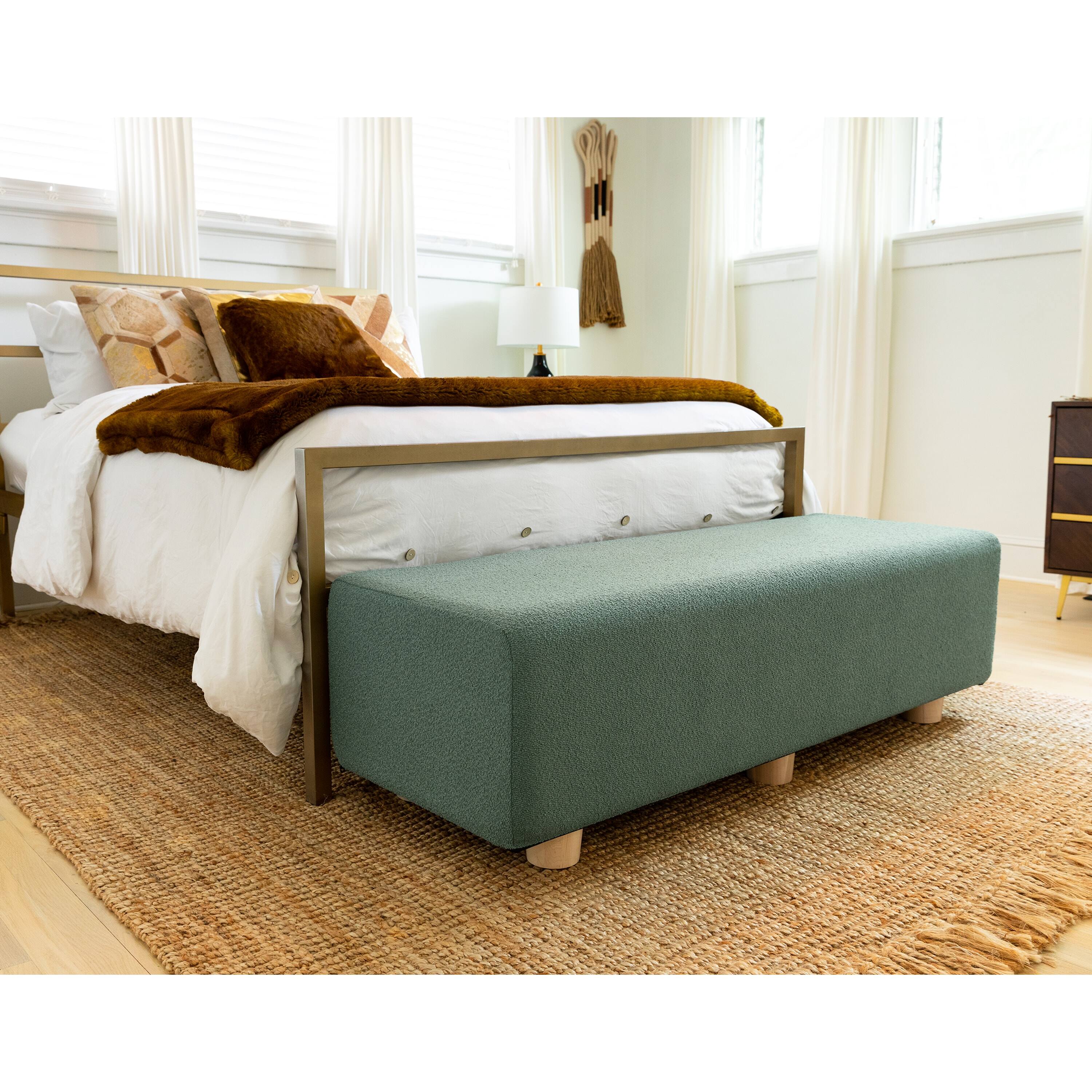 Angle. Jaxx - Jaxx Caya 4-in-1 Large Bed Bench, Giant Ottoman, Dining Bench, and Yoga and Massage Platform, Queen, Boucle Green - Green.