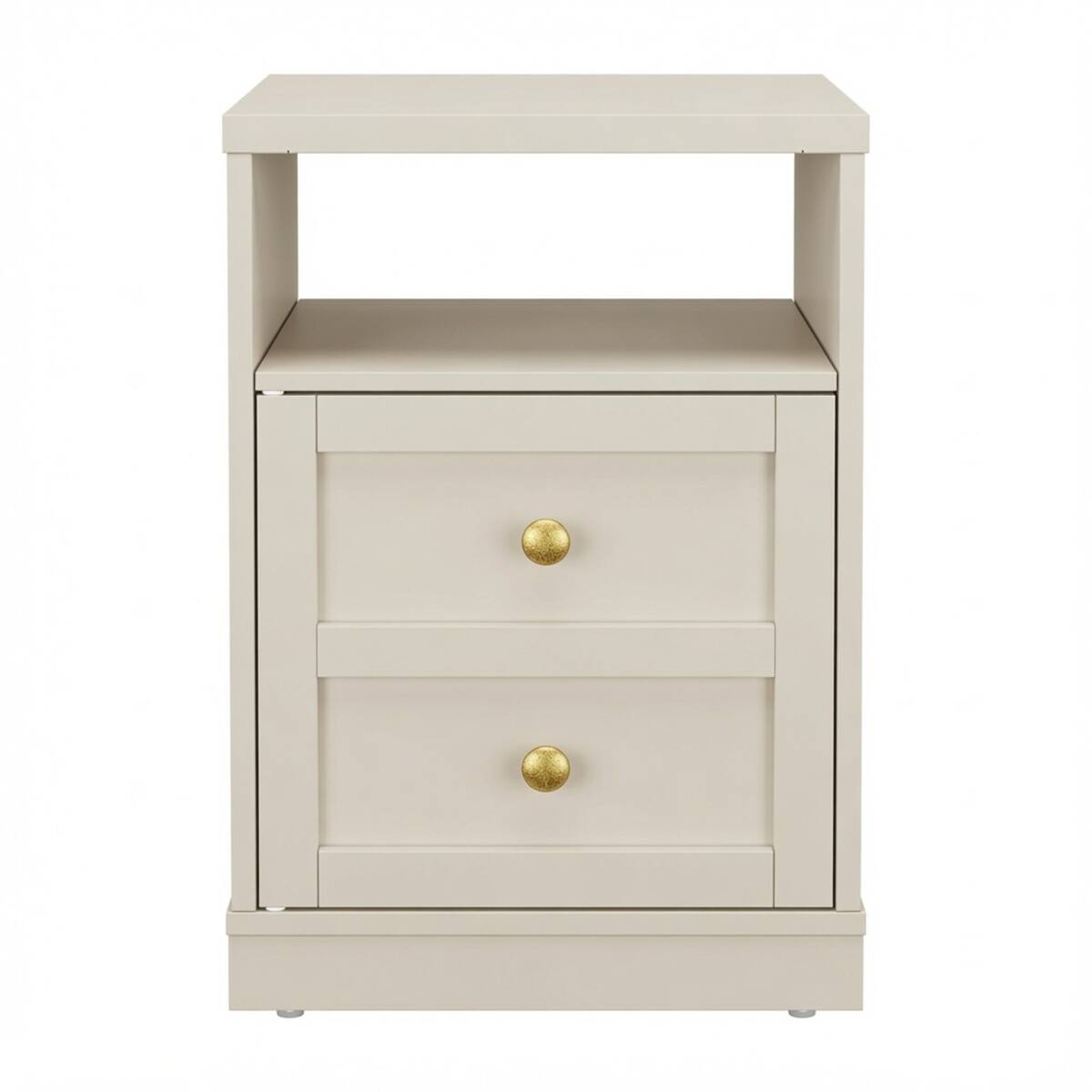 Alt View 8. Loheer - Loheer Set of 2 Beige Nightstands with Door and Open Shelf, 15.7-Inch Engineered Wood Bedside Tables - Beige.