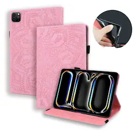 Dteck - Case for Apple iPad Air (M4) 13" 2026 & (M3) 2025 & (M2) 2024,Shockproof Embossed PU Leather Folio Wallet Cover - Pink