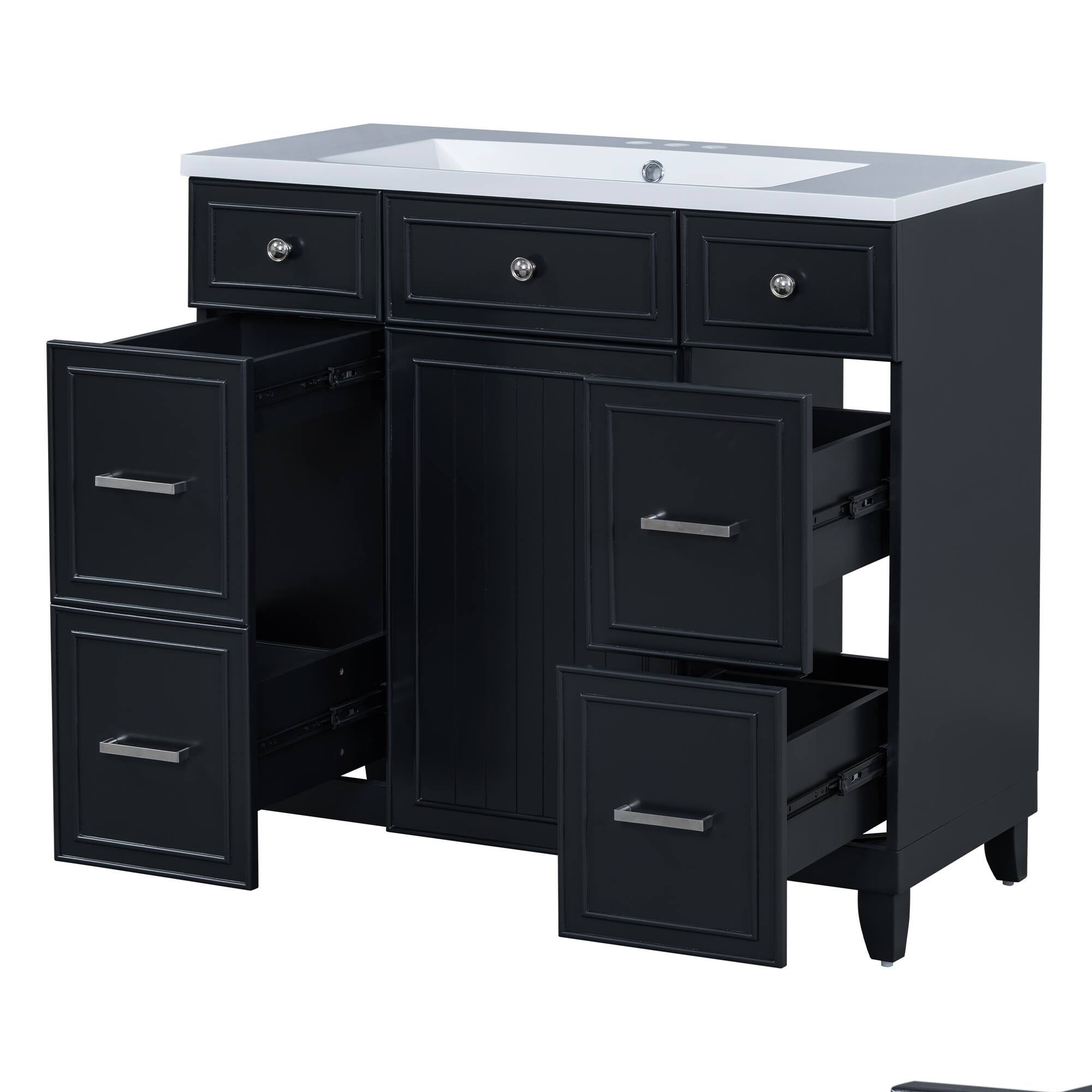 Alt View 8. Tiramisubest - 36"Bathroom Vanity Cabinet with Sink Top Combo Set,Black,Single Sink,Shaker Cabinet with Soft Closing Door and 3 Drawers - Black.
