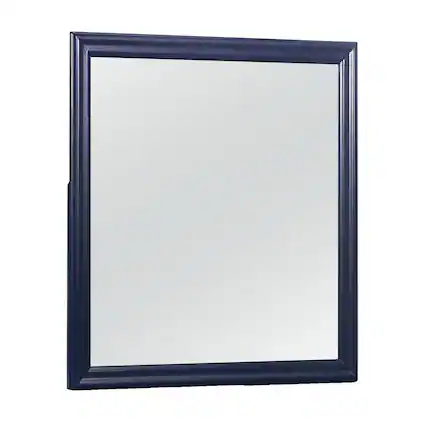 Front. BreeBe - Charlston Blue Mirror with Tempered Glass and Solid Wood Frame, 38.19 Inches - Blue.