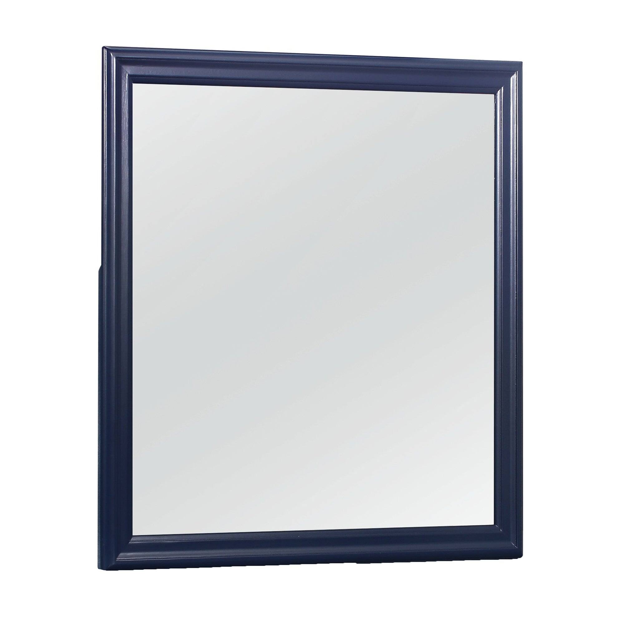 Front. BreeBe - Charlston Blue Mirror with Tempered Glass and Solid Wood Frame, 38.19 Inches - Blue.