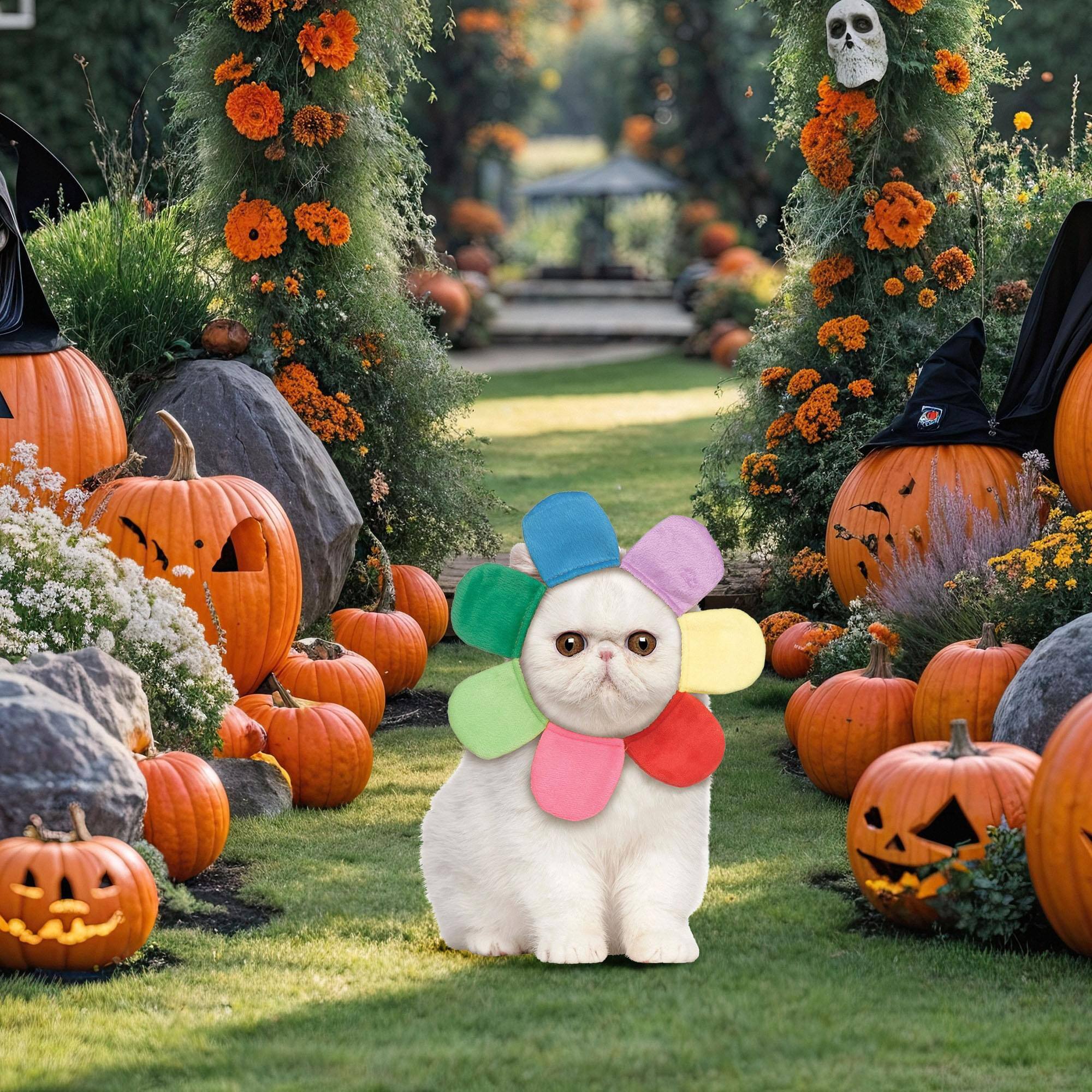 Alt View 2. Funworld - Flower Petal Hood Pet Costume | XS - Multi-Colored.