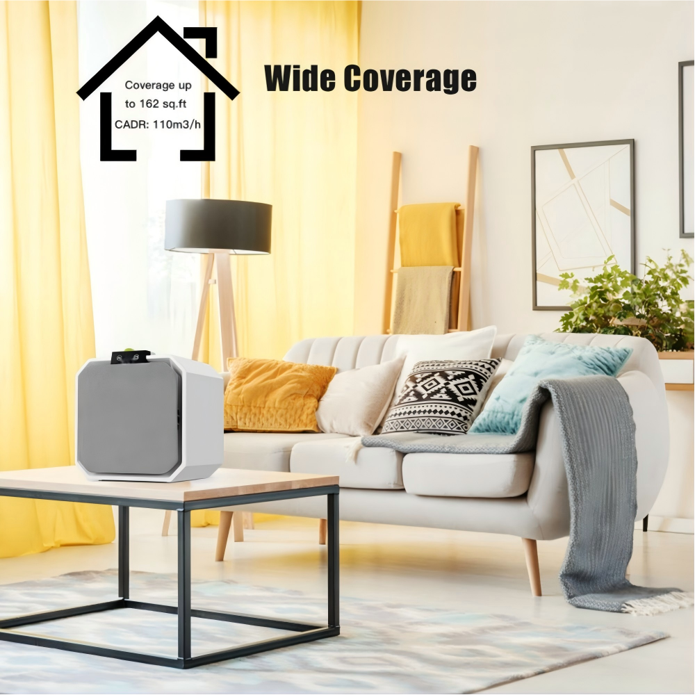 Coverage up to 162 sq.ft  
CADR: 110m³/h  
Wide Coverage