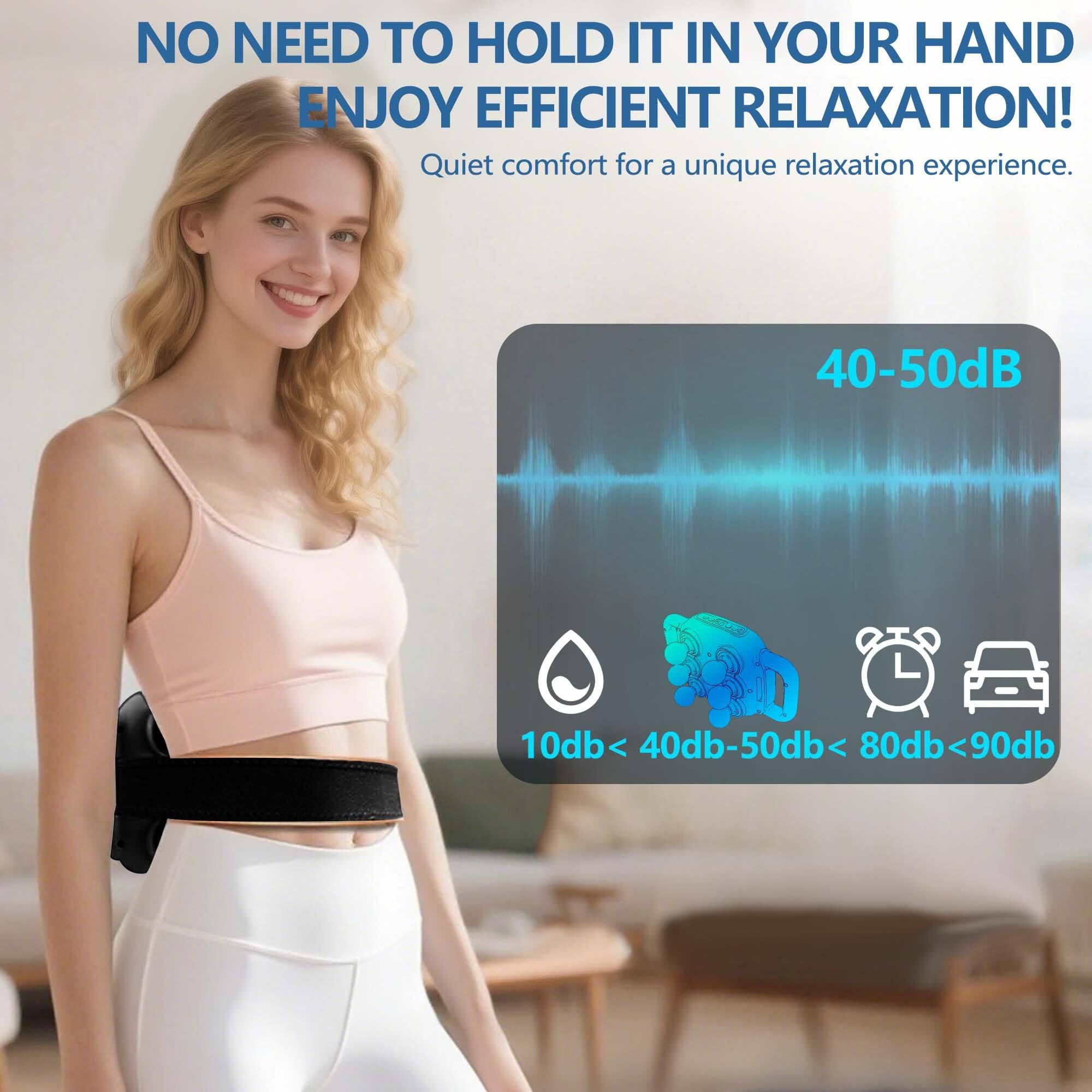NO NEED TO HOLD IT IN YOUR HAND  
ENJOY EFFICIENT RELAXATION!  
Quiet comfort for a unique relaxation experience.  

40-50dB  

10db < 40db-50db < 80db < 90db
