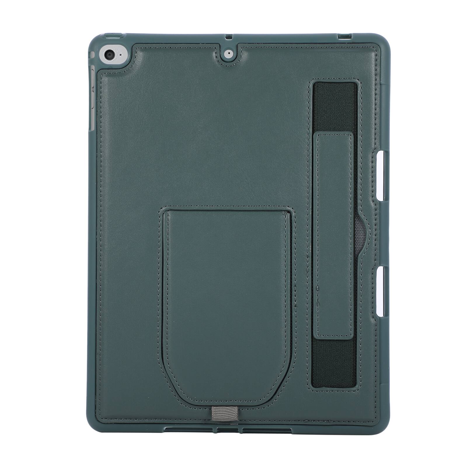 Alt View 1. Dteck - Shockproof Case for Apple iPad (6th Generation) 9.7" 2018 with Hand Strap and Kickstand, PU Leather TPU Protective Cover - Darkgreen.